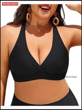 Plus Size Full Coverage Bikini Top Adjustable Straps Push Up Bra Swim Top
